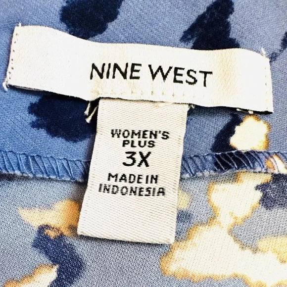 NWT NINE WEST Women Short Sleeve Pullover One Shoulder Belted Blue Dress Size 3X - Picture 13 of 15